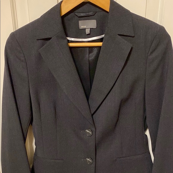 Mexx Wool Blend Dark Gray Blazer Tailored Fit Notched Lapel Y2K Vintage 90’s - Picture 2 of 16